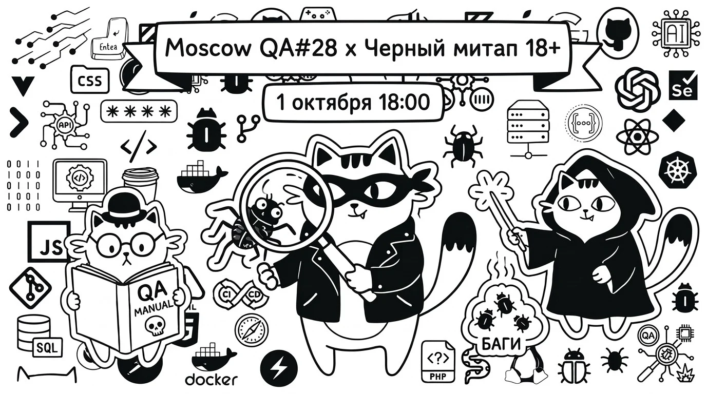 Обложка мероприятия Moscow QA #28 x Черный митап +18