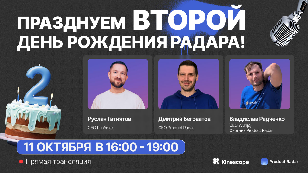 Обложка мероприятия Празднуем ВТОРОЙ день рождения Радара🎉