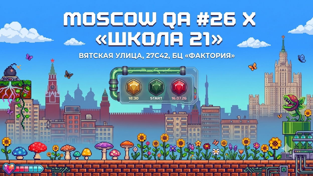 Обложка мероприятия Moscow QA #26 x «Школа 21»